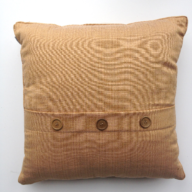 CUSHION, Neutral - Light Tan Linen Blend w Buttons